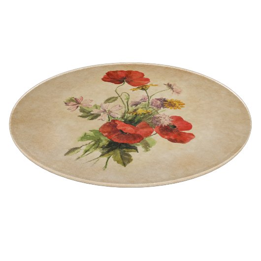  Rustic Bouquet Red Poppies Wilde Bloemen Snijplank (Hoek)