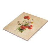 Rustic Bouquet Red Poppies Wilde Bloemen Tegeltje (Zijkant)