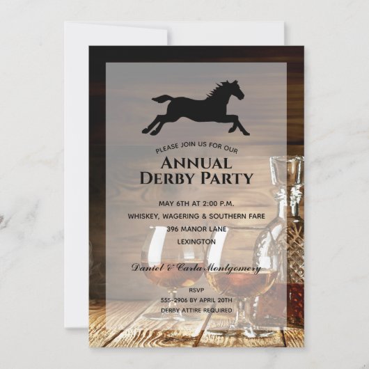 Rustic Bourbon Derby Party Kaart (Voorkant)