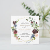 Rustic Bourgogne Florals Wedding Kaart (Staand voorkant)