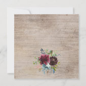 Rustic Bourgogne Florals Wedding Kaart (Achterkant)