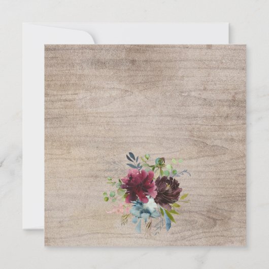 Rustic Bourgogne Florals Wedding Kaart (Achterkant)