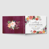 Rustic Bourgogne Herfst Floral Gold Wedding Monogr Gastenboek (Volledig)