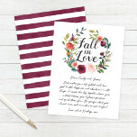 Rustic Bourgogne Herfst in Love Floral Wreath Advieskaart<br><div class="desc">De stijlvolle huwelijksadvieskaart "Herfst in Love" bevat een bijtende kreet van herfst waterverf bloemen,  met inbegrip van rozen,  dahlias,  pony bloemen en groen,  in een prachtig herfstpalet van wogunde rood,  goudgeel,  wazige roze en groene tinten. Een coördinerende waterverf stremt het patroon naar de achterkant van de kaart.</div>