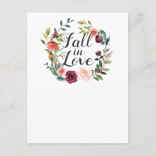 Rustic Bourgogne Herfst in Love Floral Wreath Advieskaart (Voorkant)