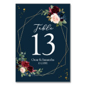 Rustic Bourgogne Lijst Blauw en Rode gouden bloeme Kaart (Achterkant)