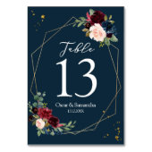 Rustic Bourgogne Lijst Blauw en Rode gouden bloeme Kaart (Voorkant)