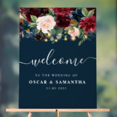 Rustic Bourgogne Navy Blue & Red Flowers & Lichten Acryl Bord (Neutraal)