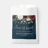Rustic Bourgogne Navy Blue & Red Flowers & Lichten Bedankzakje (Voorkant)