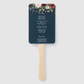 Rustic Bourgogne Navy Blue & Red Flowers & Lichten Handwaaier (Achterkant)