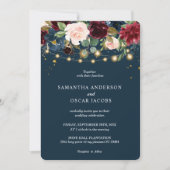 Rustic Bourgogne Navy Blue & Red Flowers & Lichten Kaart (Voorkant)