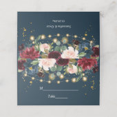 Rustic Bourgogne Navy Blue & Red Flowers & Lichten Plaatskaartje (Buitenkant ongevouwen)