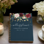 Rustic Bourgogne Navy Blue & Red Flowers & Lichten Planner<br><div class="desc">Rustic Bourgogne Navy Blue & Red Flowers & Lichten</div>