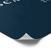 Rustic Bourgogne Navy Blue & Red Flowers & Lichten Poster (Hoek)