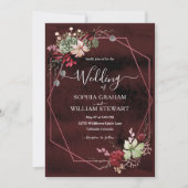 Rustic Bourgogne Waterverf Calligrafie bruiloft Kaart (Voorkant)