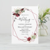 Rustic Bourgogne Waterverf Calligrafie bruiloft Kaart (Staand voorkant)