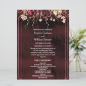 Rustic Bourgogne Waterverf Calligrafie bruiloft Programmakaart (Staand voorkant)