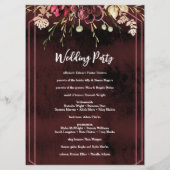 Rustic Bourgogne Waterverf Calligrafie bruiloft Programmakaart (Achterkant)