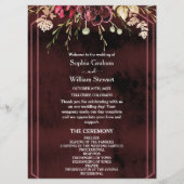 Rustic Bourgogne Waterverf Calligrafie bruiloft Programmakaart (Voorkant)