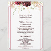 Rustic Bourgogne Waterverf Calligrafie bruiloft Programmakaart (Voorkant)