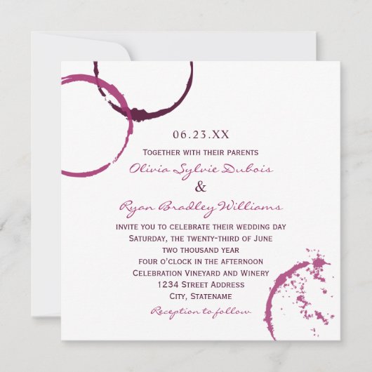 Rustic Bourgogne Wine Stain Wedding Kaart (Voorkant)