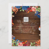 Rustic Bourgondië Blauw Bloem Bruiloft SAVE THE DA Kaart (Achterkant)