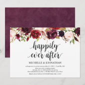 Rustic Bourgondië Bloemige Onthaal Uitnodigingen v (Voorkant / Achterkant)