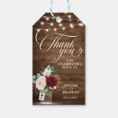 Rustic Bourgondië Bloemstuk Houten Bruiloft Cadeaulabel (Achterkant)