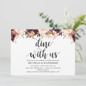 Rustic Bourgondië Bruiloft Aansluitende Uitnodigin Kaart (Staand voorkant)