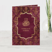 Rustic Bourgondië Goud Damast Moslim Bruiloft (Voorkant)