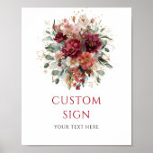Rustic Bourgondië Goud Eucalyptus Herfst aangepast Poster (Voorkant)
