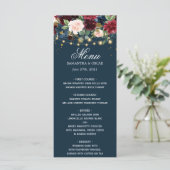 Rustic Bourgondië Marineblauw & Rode Bloemen & Lic Menu (Staand voorkant)