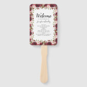 Rustic Bourgondië Marsala Bloemen Bruiloftsprogram Handwaaier (Voorkant)