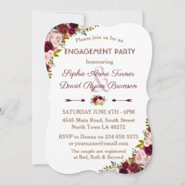 Rustic Bourgondië Marsala Bloemstuk Verlovingsfees Kaart