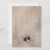 Rustic Bourgondië Navy Floral Baby shower Kaart (Achterkant)