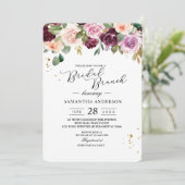 Rustic Bourgondië Waterverf Bloemen & Gouden Drupp Kaart (Staand voorkant)