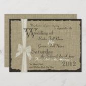 Rustic Bow and Burlap Wedding 7.5 in. Kaart (Voorkant / Achterkant)