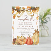 Rustic Bow Coquette pompoen baby shower uitnodigin Kaart (Staand voorkant)