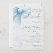 Rustic Bow Something Blue Bridal Shower Kaart (Voorkant)
