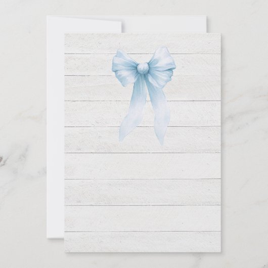 Rustic Bow Something Blue Bridal Shower Kaart (Achterkant)