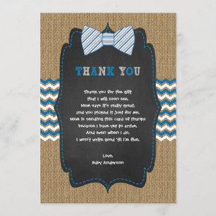 Rustic Boy Baby shower gedicht dank je wel Bedankkaart