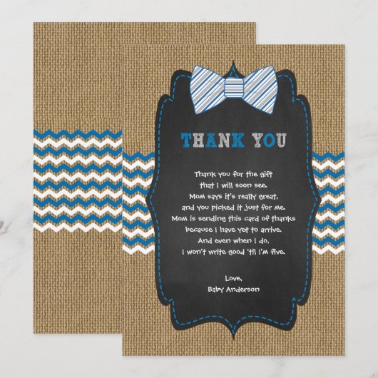 Rustic Boy Baby shower gedicht dank je wel Bedankkaart (Voorkant / Achterkant)