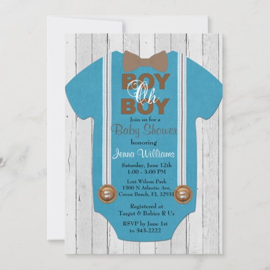 Rustic Boy Baby shower Uitnodiging (Voorkant)
