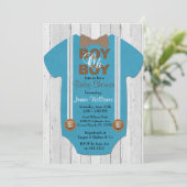 Rustic Boy Baby shower Uitnodiging (Staand voorkant)