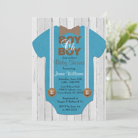 Rustic Boy Baby shower Uitnodiging (Staand voorkant)