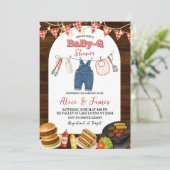 Rustic Boy babyQ baby shower uitnodiging (Staand voorkant)