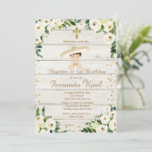 Rustic Boy doop en eerste verjaardag Mexicaan Kaart (Staand voorkant)