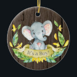 Rustic Boy Elephant Baby shower Yellow Keramisch Ornament<br><div class="desc">Rustic Boy Elephant Baby shower Yellow Ceramic Ornament</div>