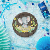 Rustic Boy Elephant Baby shower Yellow Paper Bord (Feest)