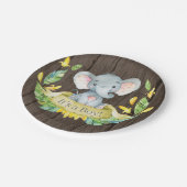 Rustic Boy Elephant Baby shower Yellow Paper Bord (Gekanteld)